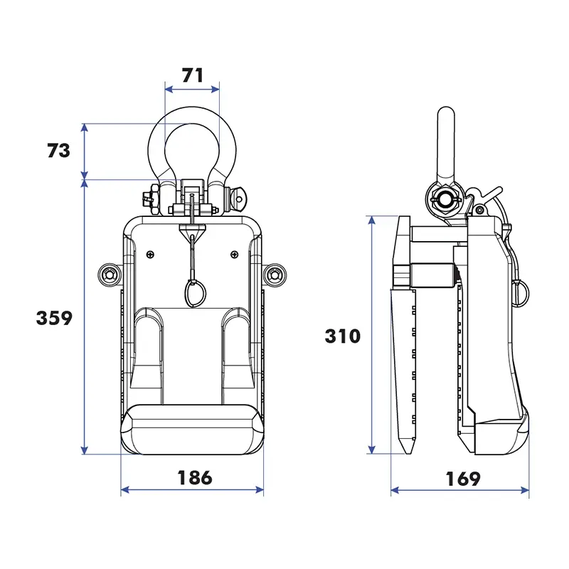 Dimensi Aardwolf Lifter AL40 Pengangkat Slab Batu Manual