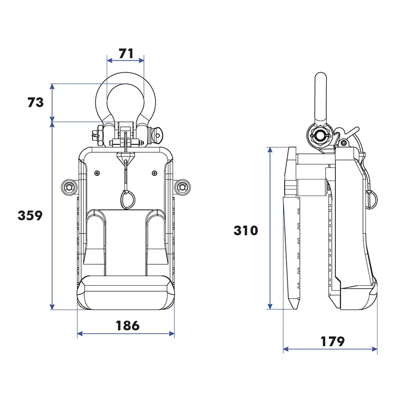 Dimensi Aardwolf Lifter AL50 Pengangkat Slab Batu Manual