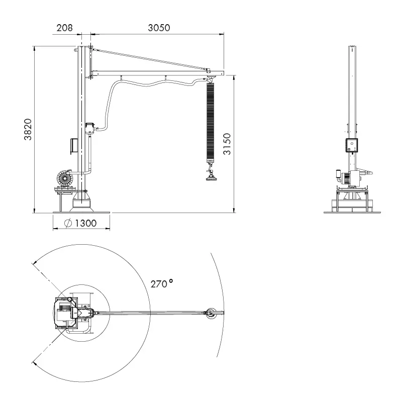 Aardwolf AVTL1 mobile vacuum tube lifter for lifting carton boxes up to 78 kg