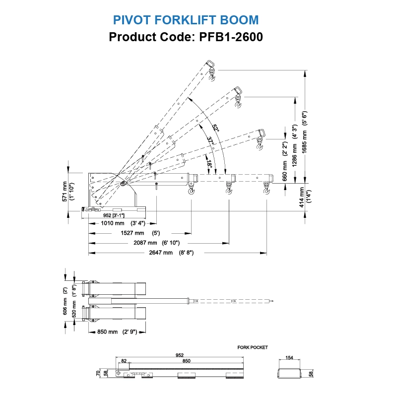 Aardwolf Pivot Forklift Boom  PFB1-2600