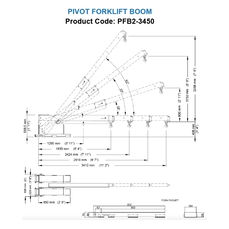Aardwolf Pivot Forklift Boom  PFB2-3450